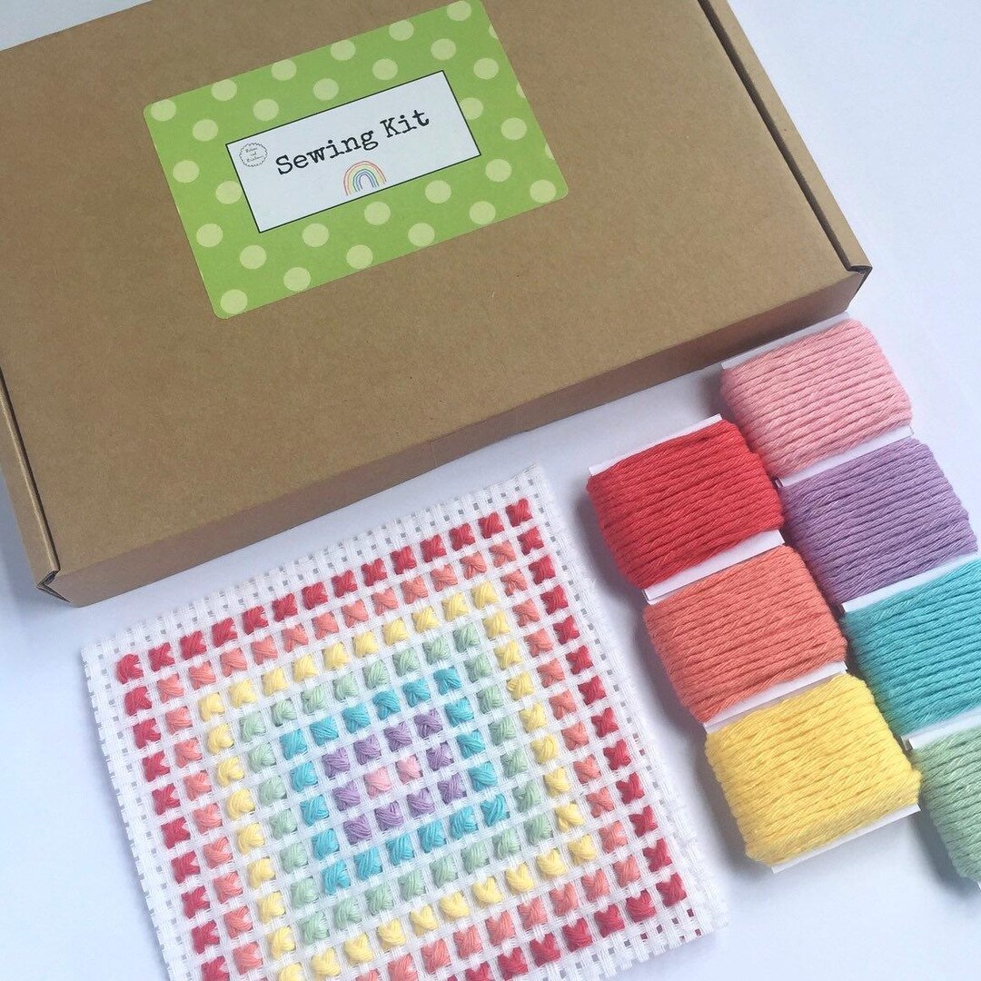 Rainbow Cross Stitch Kit, Binca Fabric, Kids Beginner Sewing - Etsy UK