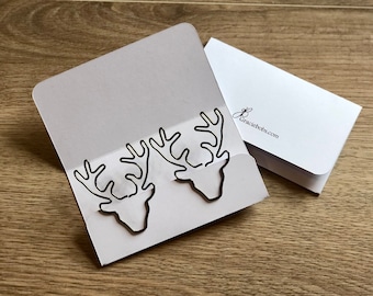 Stag Shaped Paper Clips set of 2, bullet journal and planner accessory