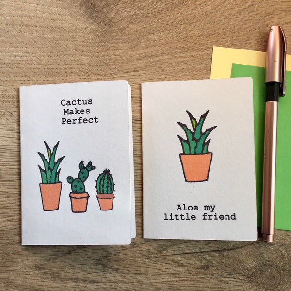 Cactus Pun Cards - small note cards printed on recycled card, for quick messages, hellos and thank you notes