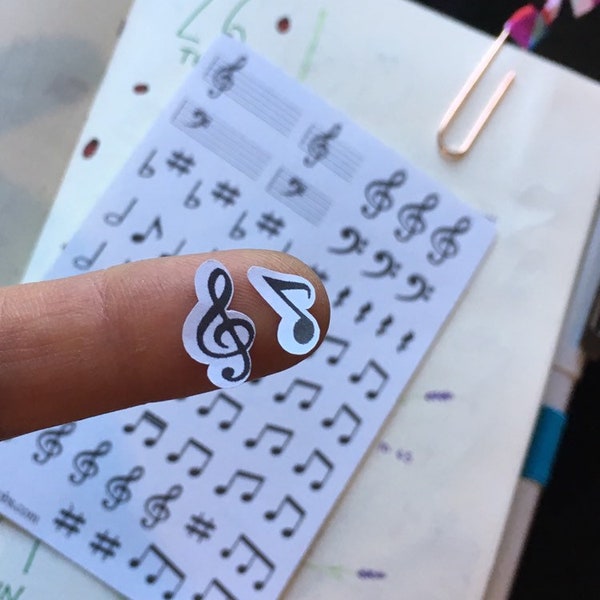 Musical Notes Sticker Sheet, tracker and decoration for bullet journal, diary or planner