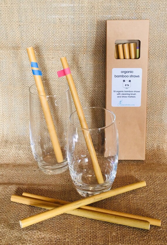 Details about   Natural Bamboo Drinking Straws Reusable 10 Piece Set with Case Clean Brush Bar 