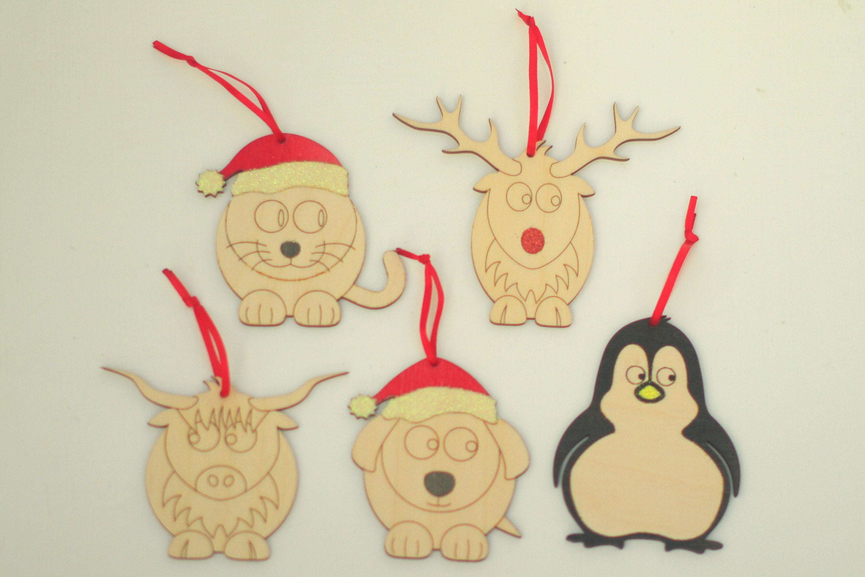 Christmas Tree Decorations Wooden Animals Dog Cat Cow Etsy Hong Kong