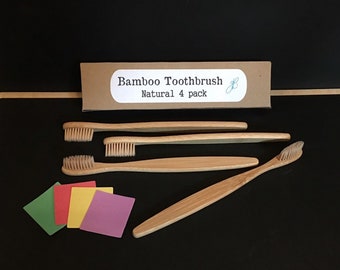 Soft/Medium Bristle Bamboo Toothbrush. Adult Size zero waste wooden toothbrush