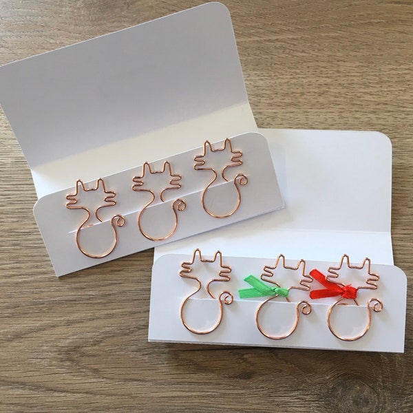 Rose Gold Cat Shaped Paper Clips set of 3, bullet journal and planner accessory