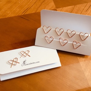 Rose Gold Heart Shaped Paper Clips set of 7, bullet journal and planner accessory