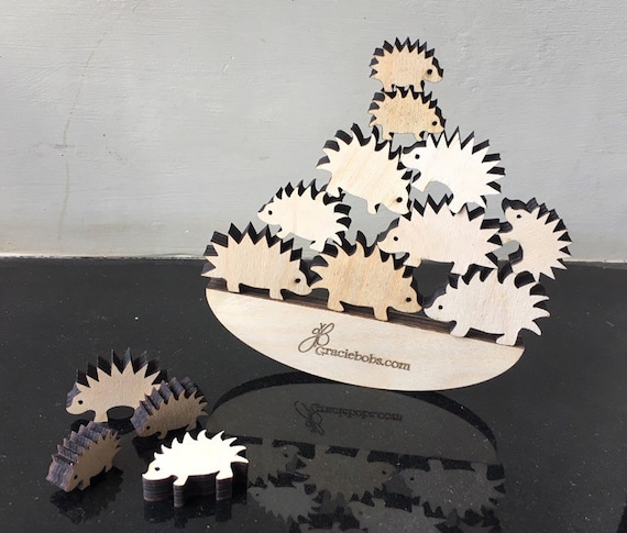 Prickly Pile Up Wooden Hedgehog Balancing Game.