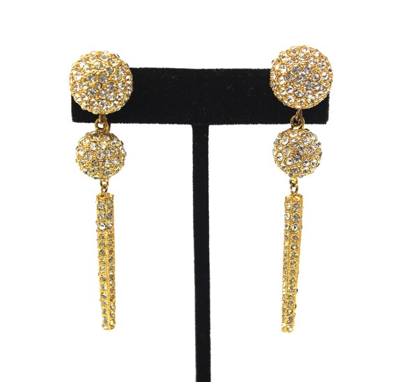 Crystal and Gold Tone Evening Wear Dangle Earrings Etsy