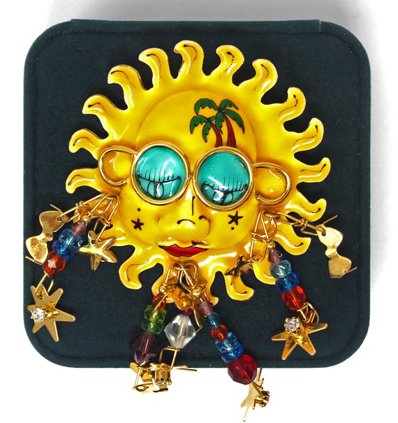 Lunch at the Ritz Signed Large Yellow Sun Brooch … - image 2