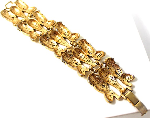 Vintage Molded Egyptian Revival Gold Tone Bracelet - image 3