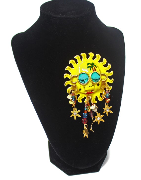 Lunch at the Ritz Signed Large Yellow Sun Brooch … - image 1
