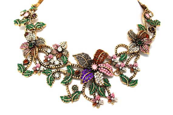 Fabulous Floral Themed Multicolored Rhinestone St… - image 2
