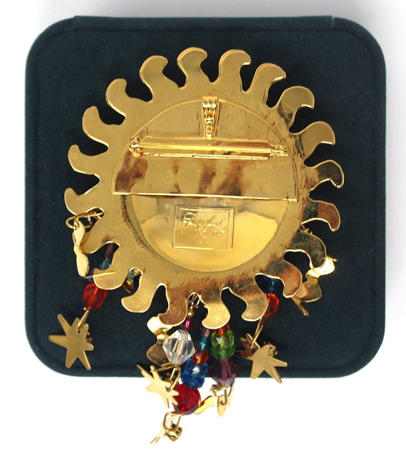 Lunch at the Ritz Signed Large Yellow Sun Brooch … - image 3