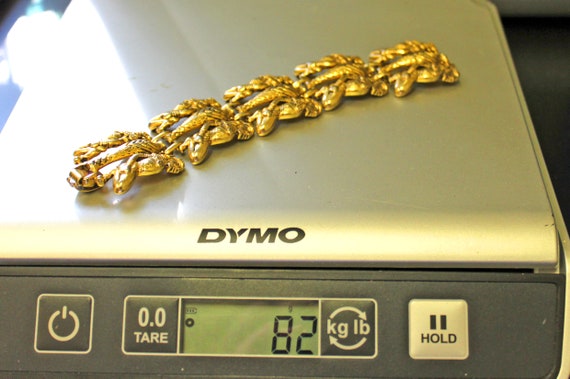 Vintage Molded Egyptian Revival Gold Tone Bracelet - image 6