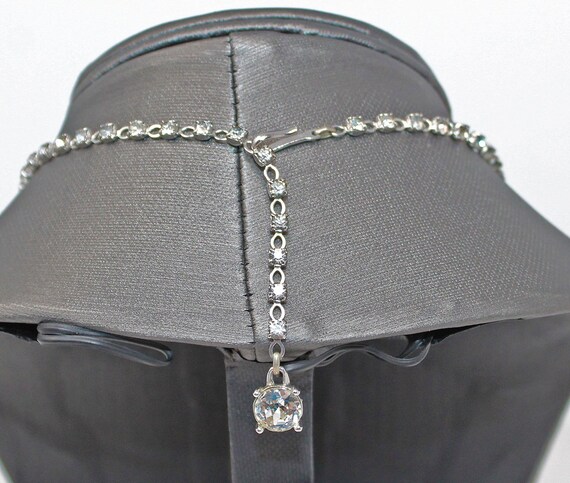Vintage Signed BOGOFF Clear Rhinestone Necklace w… - image 4
