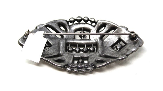 Signed Ben Amun Retro Deco Style Rhinestone Brooch - image 4