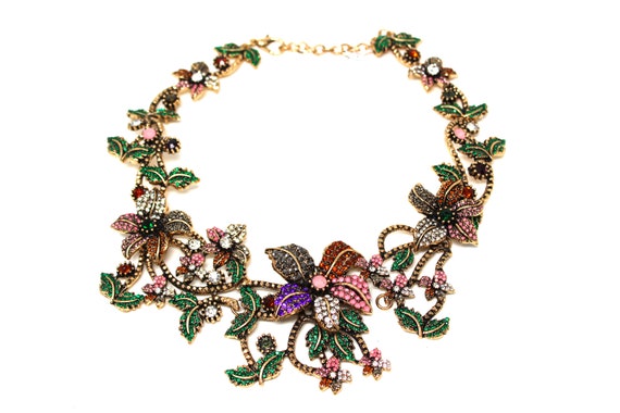 Fabulous Floral Themed Multicolored Rhinestone St… - image 4