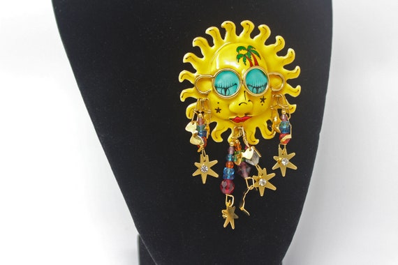 Lunch at the Ritz Signed Large Yellow Sun Brooch … - image 7