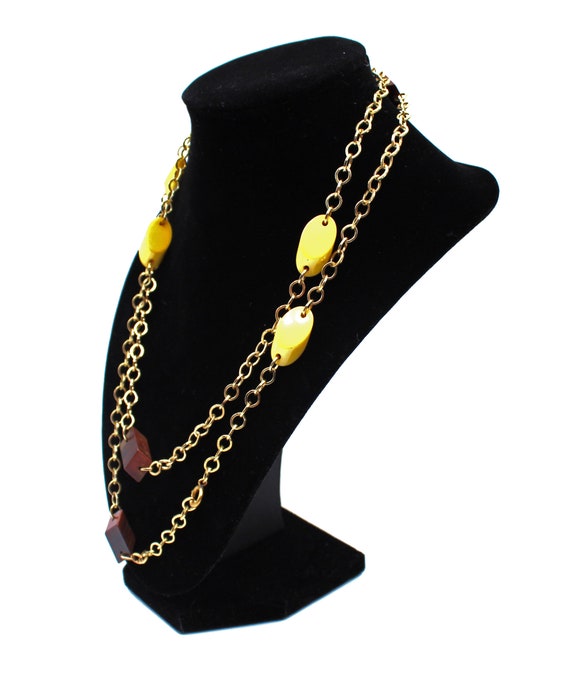 Collier Vintage En Bakélite Perles Ambre - Bijou Rétro - Occasion