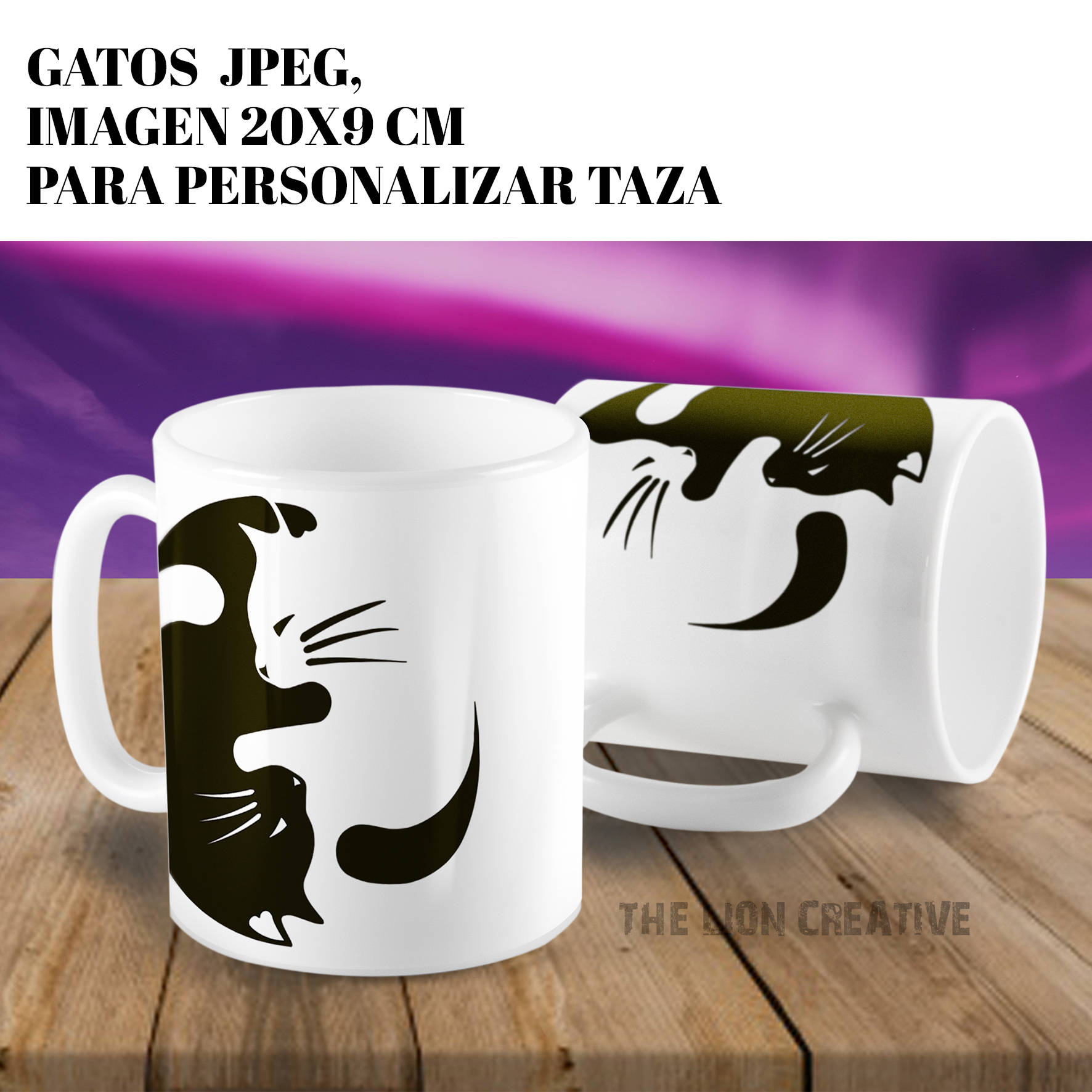 Plantilla para Sublimar Taza Gatos ying yang JPEG imagen | Etsy México