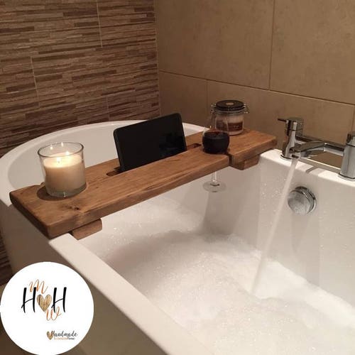 Bespoke Handmade Wooden Bath Caddy Etsy UK