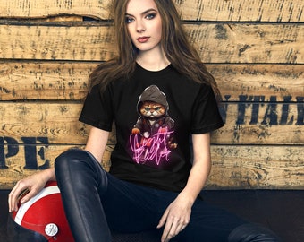 The Night Rider Cute Cat T-shirt unisexe vue de face