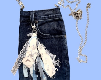 Upcycled Denim Crossbody/Shoulder Purse made from Recycled Jeans