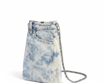 Upcycled Denim Shoulder/Crossbody Purse made from Recycled Jeans.