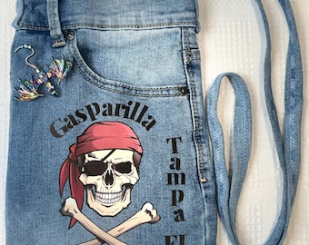 Gasparilla Upcycled Denim Shoulder/Crossbody Purse made from Recycled Jeans
