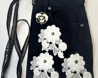 Upcycled Denim Shoulder/Crossbody Purse made from Recycled Jeans