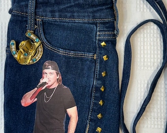 Morgan Wallen Upcycled Denim Shoulder/Crossbody Purse made from Recycled Jeans