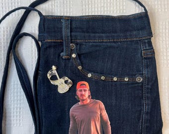 Morgan Wallen Upcycled Denim Shoulder/Crossbody Purse made from Recycled Jeans