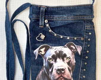 Pitt Bull - Upcycled Denim Shoulder/Crossbody Purse made from Recycled Jeans