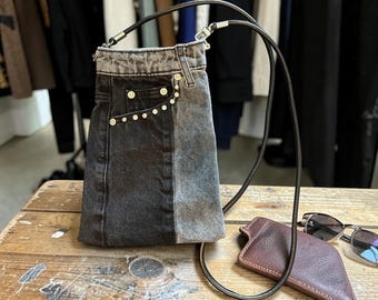 Upcycled Denim Shoulder/Crossbody Purse made from Recycled Jeans
