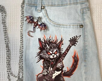 Music Cat - Upcycled Denim Shoulder/Crossbody Purse made from Recycled Jeans