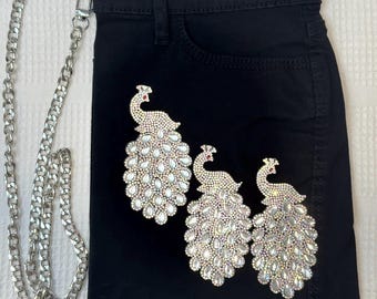 Peacock Upcycled Denim Shoulder/Crossbody Purse made from Recycled Jeans