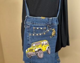 Jeep - Upcycled Denim Shoulder/Crossbody Purse made from Recycled Jeans