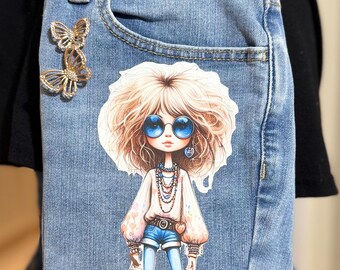 Upcycled Denim Shoulder/Crossbody Purse made from Recycled Jeans.