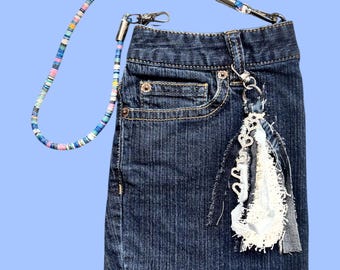 Upcycled Denim Shoulder Purse made from Recycled Jeans