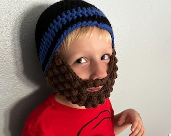 Patrón de gorro con barba a crochet – Divertido gorro de invierno con barba para niños y adultos