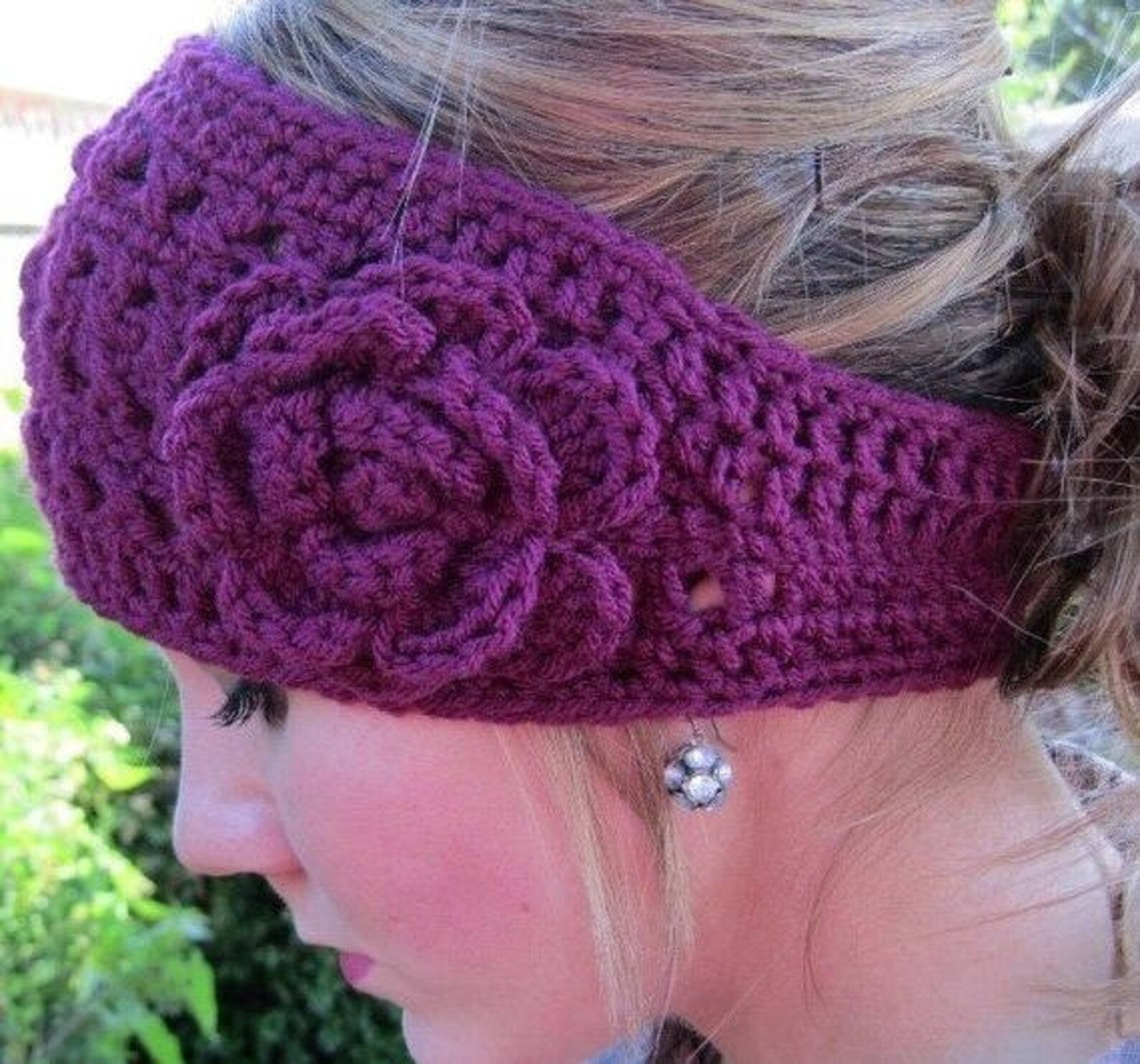 Knit Flower Headband - Etsy display picture 1