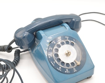 1971 - Téléphone vintage socotel bleu à cadran avec écouteur [SANS prise!]