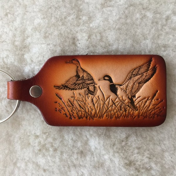 Handmade Leather Duck Key Tag