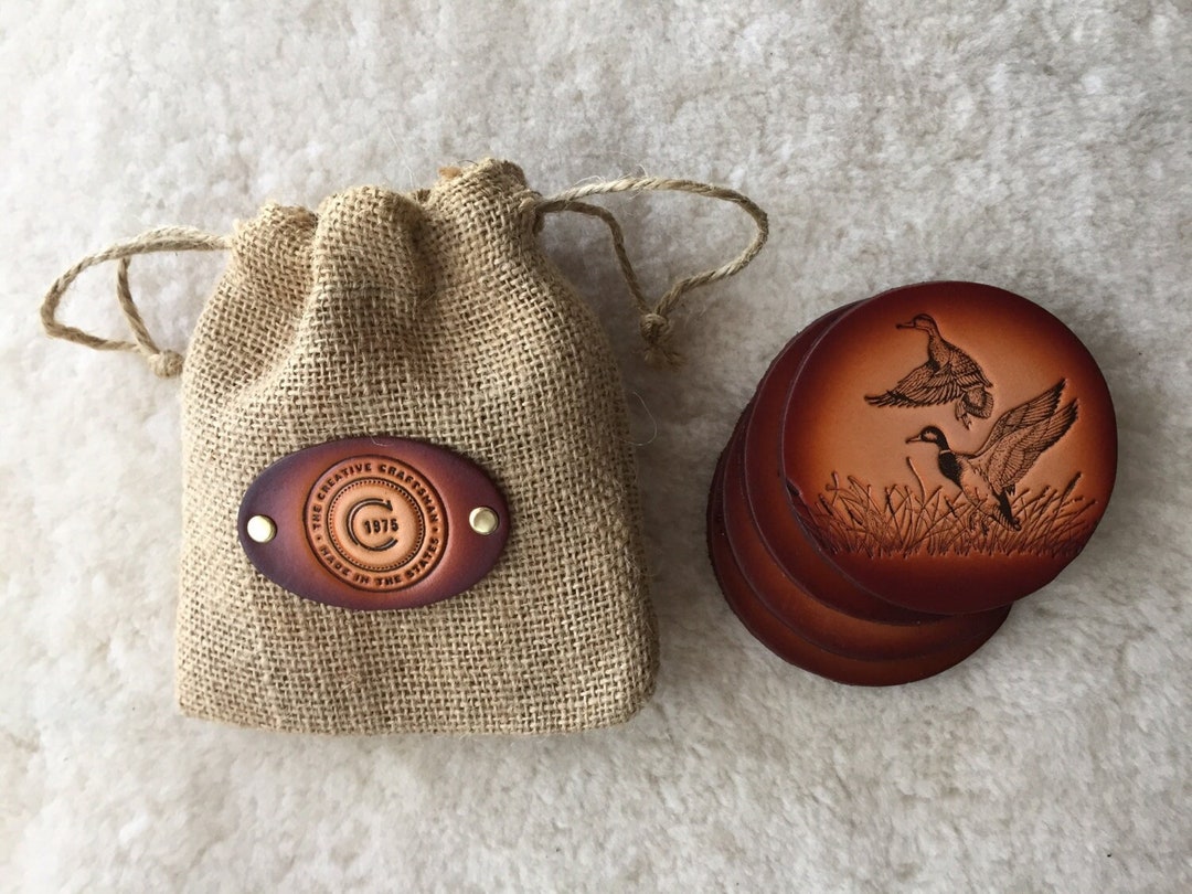 Leather Duck Pattern Leather Coaster Set - Duck, Mallard Duck - Etsy