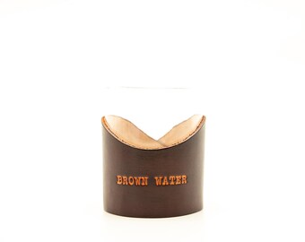 Leather Rocks Glass - "Brown Water"