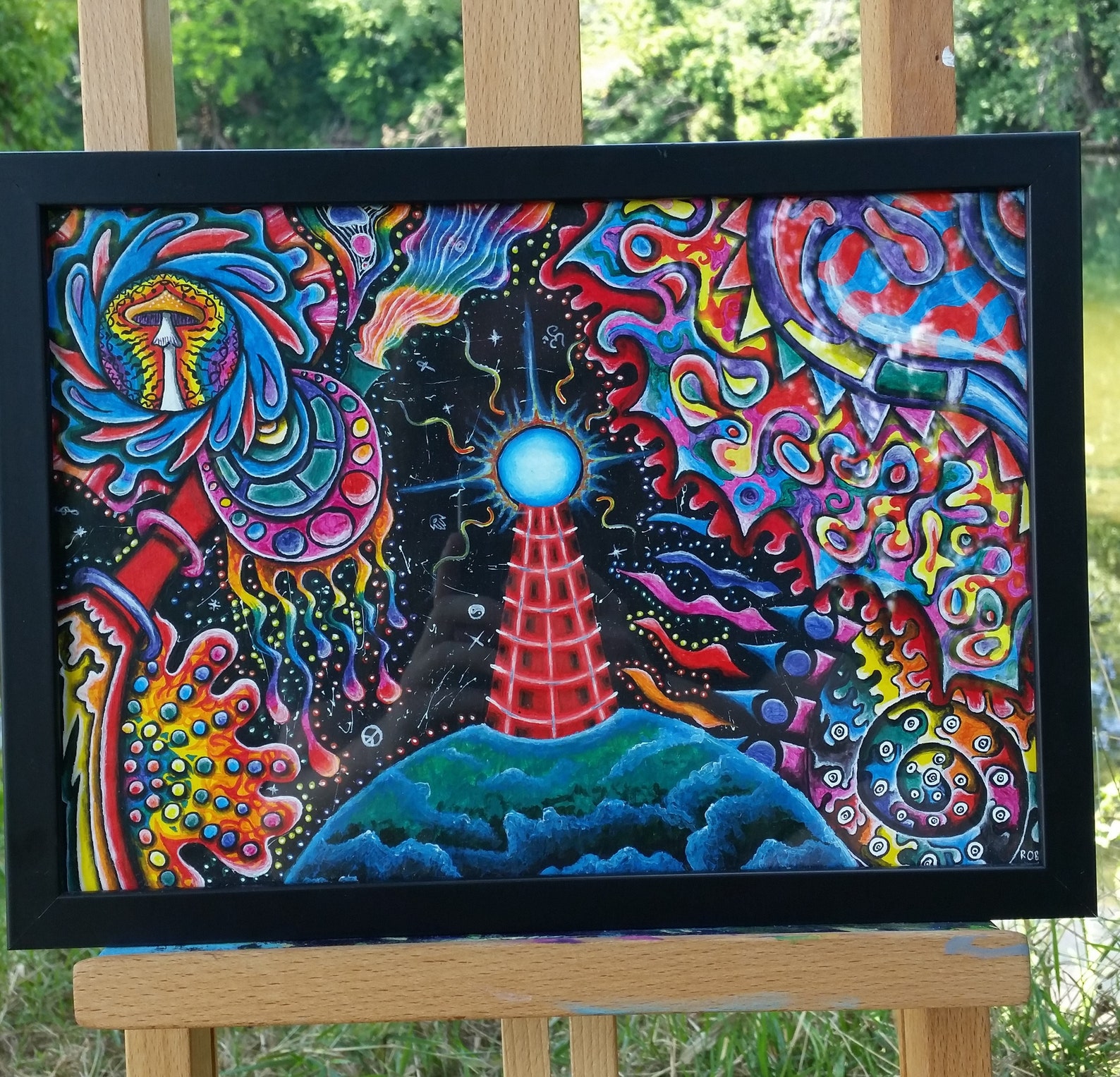 Original Acrylic Psychedelic Tesla Coil Painting Etsy UK