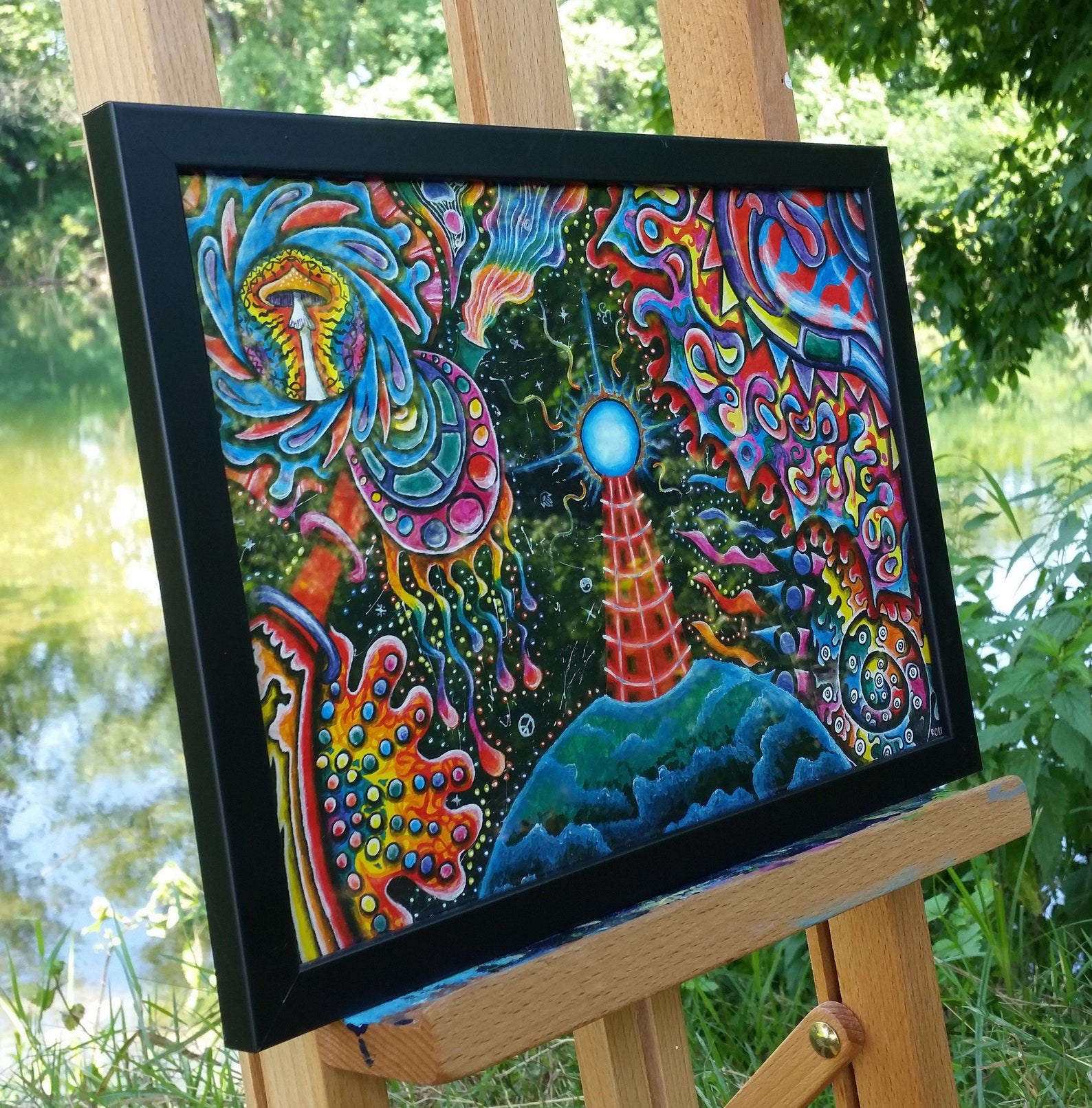 Original Acrylic Psychedelic Tesla Coil Painting Etsy UK