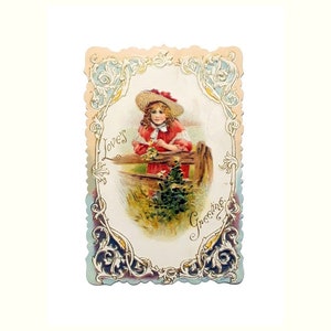 Antique Victorian Valentine Card Embossed Paper Romantic Single Page