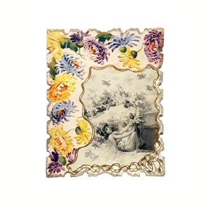 Antique Victorian Valentine Card Embossed Paper Romantic Single Fold