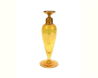 Antique DeVilbiss Perfume Bottle, Iridescent Carnival Glass, 1920s Art Deco