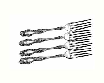 Antique Rogers And Hamilton Tudor Forks Set of Four Silverplate 1904 Edwardian